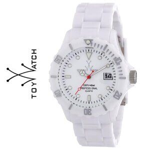ToyWatch Fluo FL01WH All White Plasteramic Unisex Watch Rotating Bezel